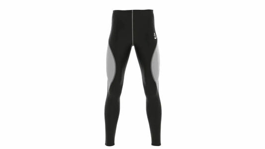 Men's compression pants designed for gym, running, and yoga with quick-dry fabric and flat seam construction for comfort.