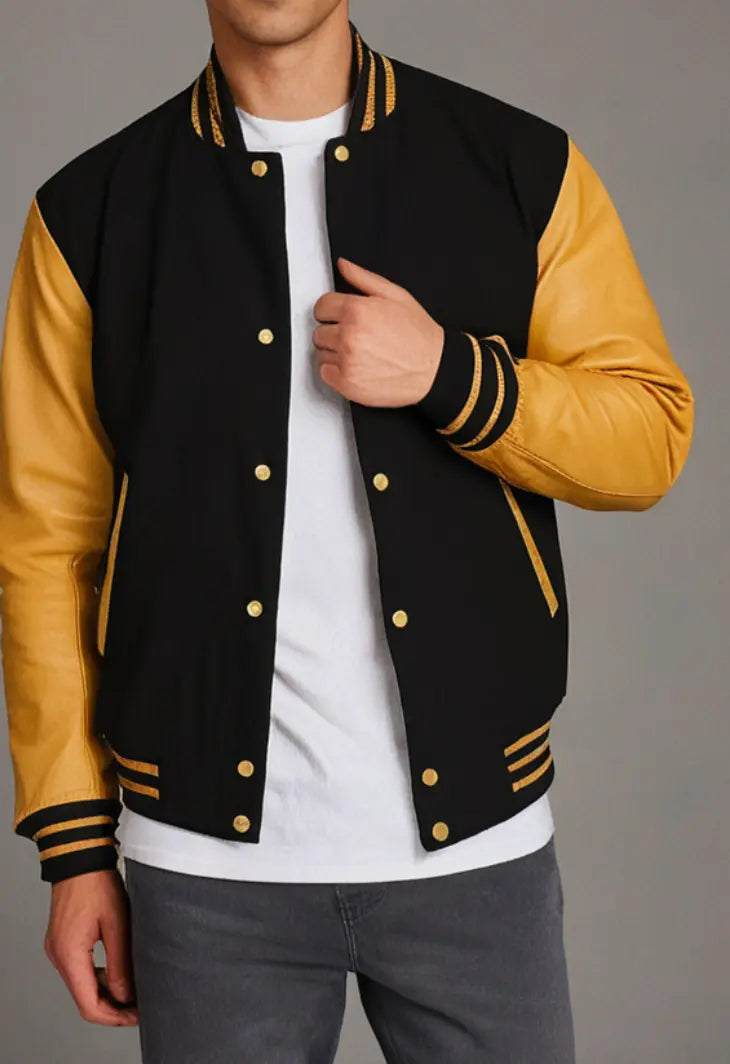 Men's Varsity Baseball Jacket Wool and Leather Arms Hatch Sports