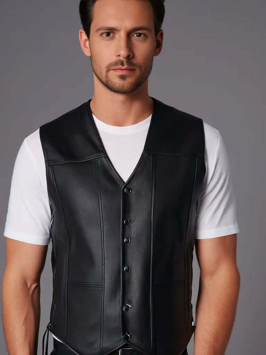 Premium Classic Men's Genuine Leather Vest Hatch Sports