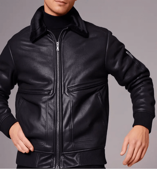 Men’s Faux Leather Jacket Warm Winter Fur Coat Motorcycle Bomber Jacket Hatch Sports