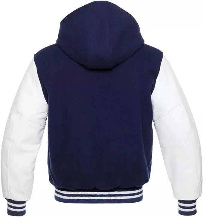 Hatch Sports Mens Varsity Baseball Hoodie Style Wool Body Genuine Leather Arms Varsity Jacket - Hatch Sports