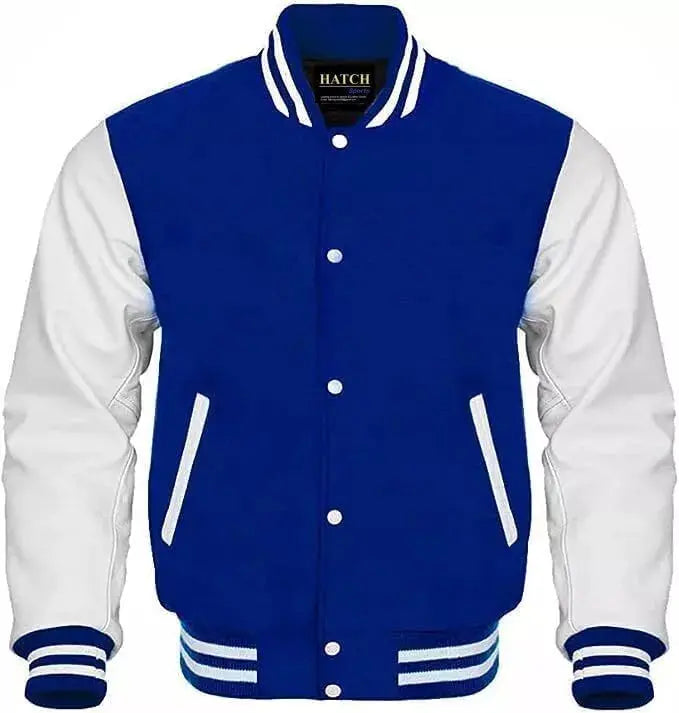 Hatch Sports Men’s Varsity Baseball Jacket Wool Body Genuine Cowhide Leather Arms Varsity - Hatch Sports