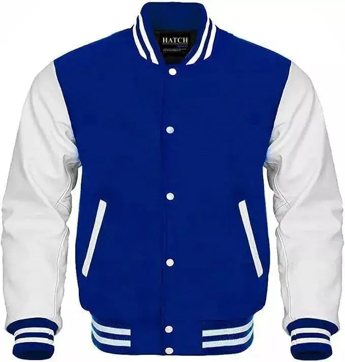 Hatch Sports Men’s Varsity Baseball Jacket Wool Body Genuine Cowhide Leather Arms Varsity - Hatch Sports