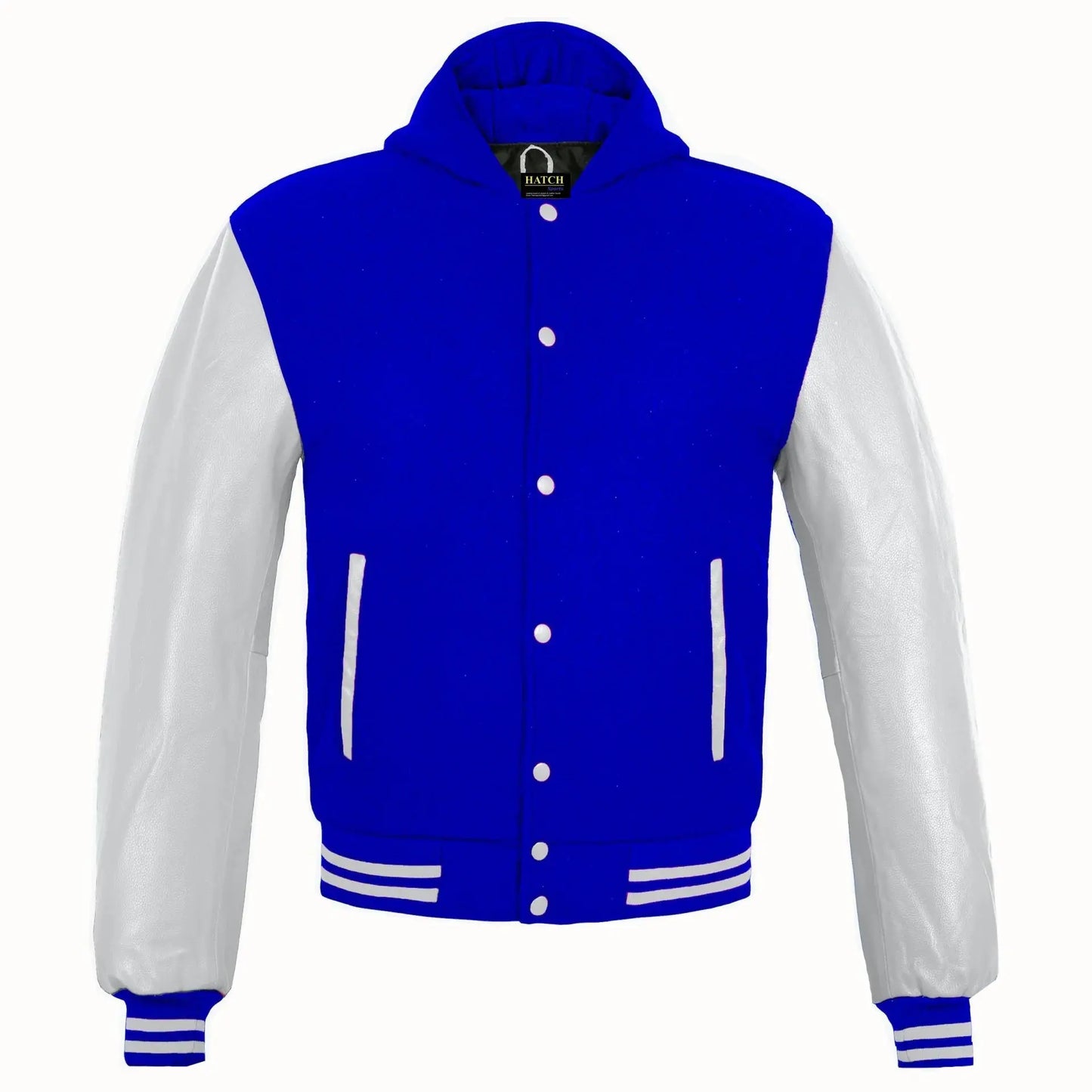 Hatch Sports Kids Varsity Hoodie Wool+Leather Blue/White - Hatch Sports