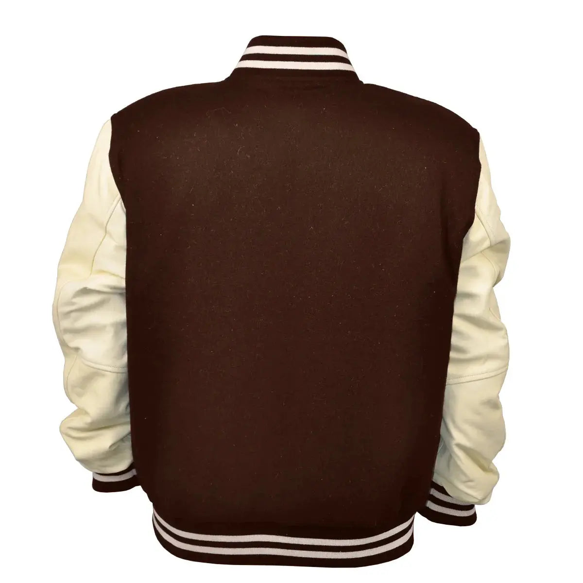 Hatch Sports Men's Varsity Jackets Genuine Leather Sleeve And Wool Body Brown/Cream - Hatch Sports