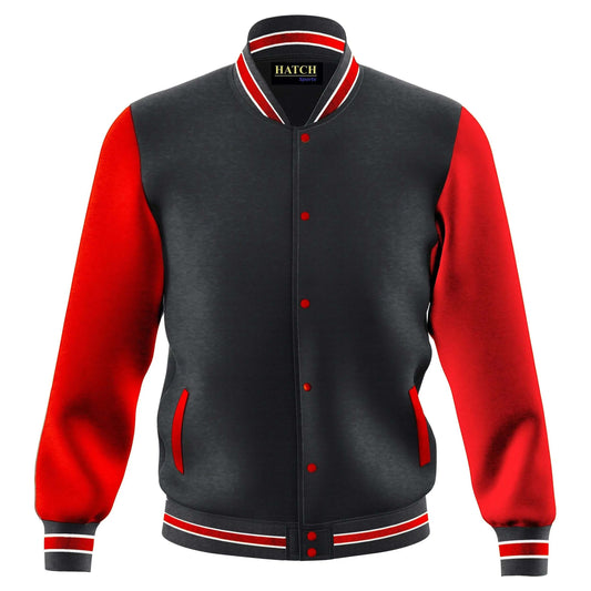 Hatch Sports Jacket Fleece Outdoor Winter Bomber Letterman Jackets Black/Red - Hatch Sports