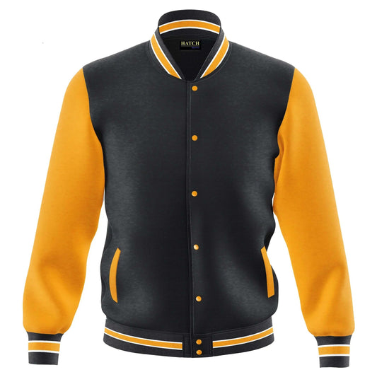 Hatch Sports Mens Varsity Jacket Fleece Outdoor Winter Bomber Jackets Black/Gold - Hatch Sports