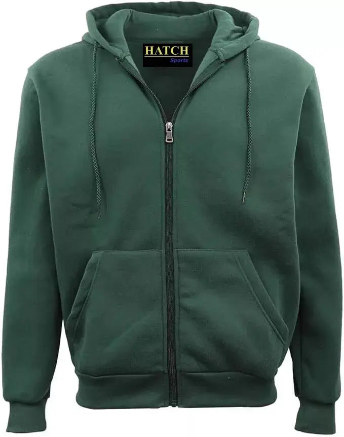 Adult Unisex Zip Plain Fleece Hoodie Hooded Jacket Mens Sweatshirt Jumper XS - 5XL - Hatch Sports