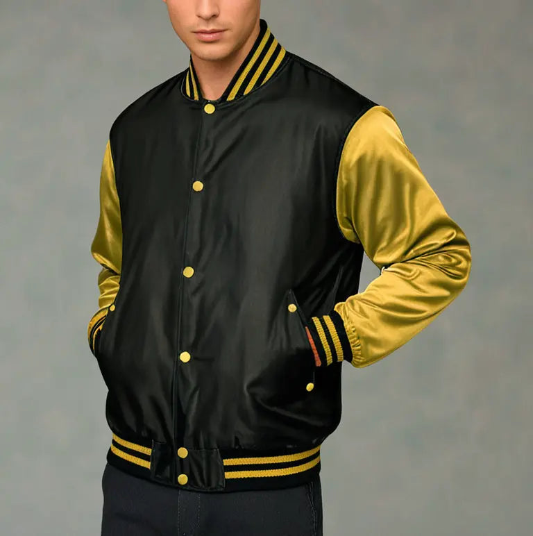 Hatch Sports Mens Satin Jacket Black/Gold Hatch Sports