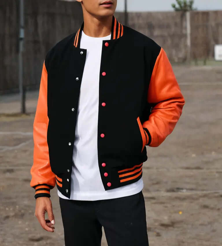 Men's Wool and Leather Varsity Jacket Baseball Style Hatch Sports