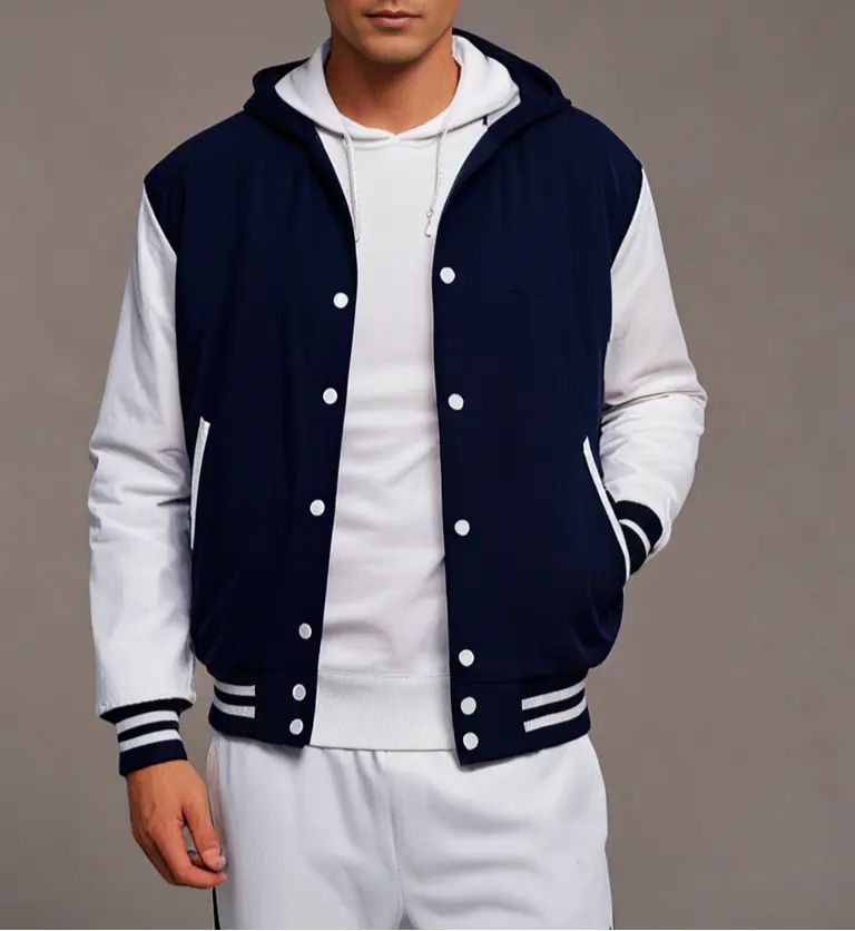 Hatch Sports Mens Varsity Baseball Hoodie Style Wool Body Hatch Sports