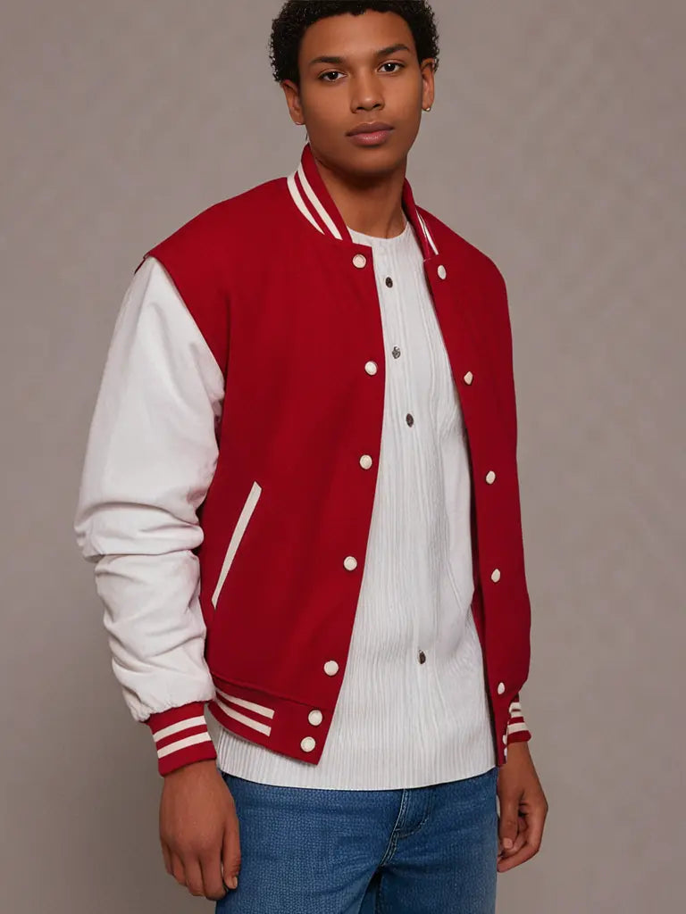 Classic Varsity Jacket Red and White Hatch Sports
