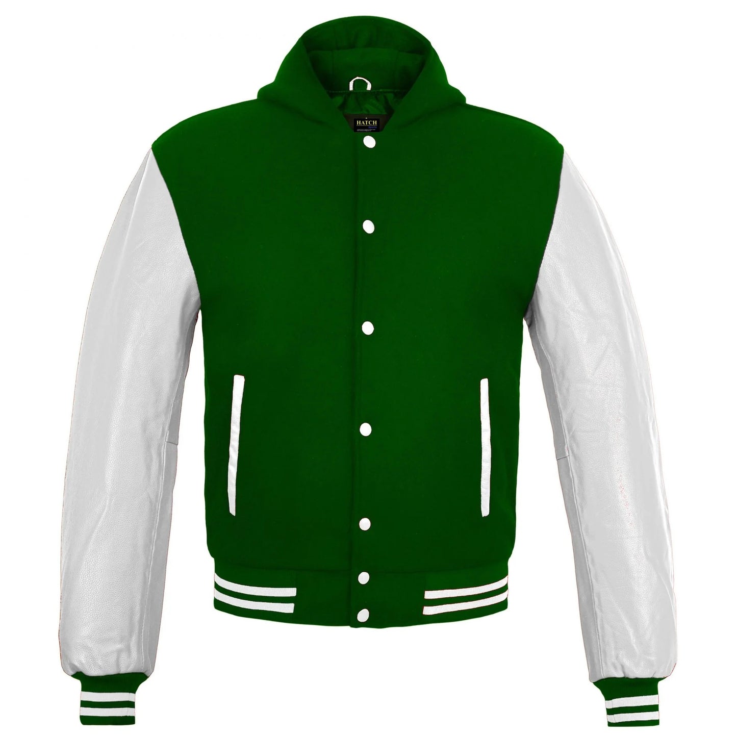 Hatch Sports Women Hoodie Wool+Leather Green/White