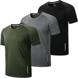 Pack of 3 Men's Workout Running Shirts Gym Tops Outdoor Sportswear