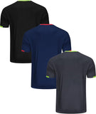 3 Pack Men's Athletic Running T-Shirts, Quick-Drying Moisture Wicking Crew Neck