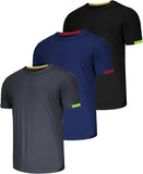 3 Pack Men's Athletic Running T-Shirts, Quick-Drying Moisture Wicking Crew Neck