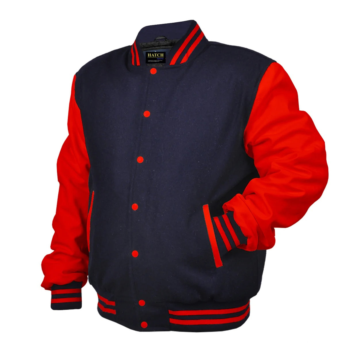 Hatch Sports Woman Jacket Wool+Leather Navy Blue/Red
