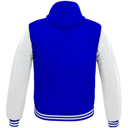 Hatch Sports Kids Varsity Hoodie Wool+Leather Blue/White