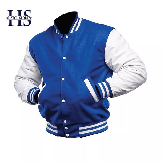 Men's Classic Letterman Varsity Jackets Blue White