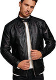 Leather Jacket Cowhide Motorbike Motorcycle Moto-Jacket featuring a stylish black design and premium quality.