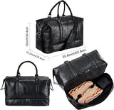 Leather Travel Bag with Shoe Pouch,Weekender Overnight Bag Waterproof