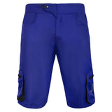 Mens Cycling Shorts MTB Detachable Padded Liner Off Road Baggy Bicycle Shorts in vibrant blue with multiple pockets.
