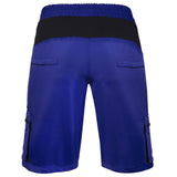 Mens Cycling Shorts MTB Detachable Padded Liner Off Road Baggy Bicycle Shorts in blue with elasticated waistband and pockets.