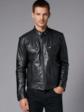 Mens Leather Jacket Motorbike Stylish Warm Winter Biker Coat Black Hatch Sports