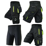 MTB Shorts Men's Cycling Off Road Team Racing Baggy Bicycle Padded Liner Shorts with Zipped Pockets and Reflective Logo
