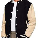 Men's Varsity Jacket Wool Body Genuine Leather Arms Hatch Sports