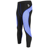 Men Compression Tight Pants Base Layer in black and blue, designed for comfort and fitness activities.