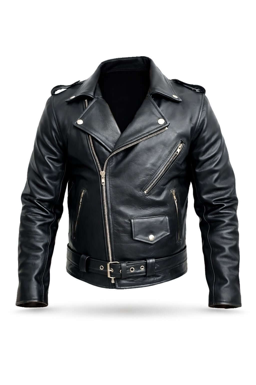 Mens Leather Jacket Genuine Cowhide Motorcycle Coat Fashion Motorbike Jacket Hatch Sports