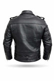 Mens Leather eJacket Genuine Cowhide Motorcycle Coat Fashion Motorbike Jacket Hatch Sports