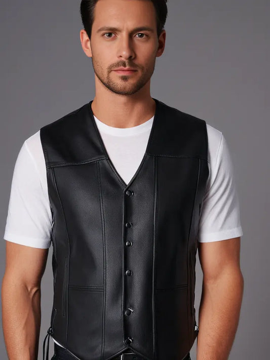 Premium Classic Men's Genuine Leather Vest Hatch Sports