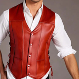 Men's Genuine Leather Motorcycle Vest - Premium Quality Hatch Sports