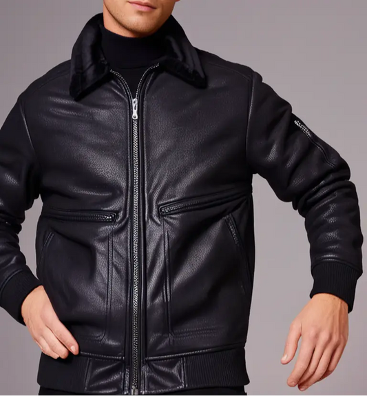 Men’s Faux Leather Jacket Warm Winter Fur Coat Motorcycle Bomber Jacket Hatch Sports