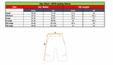Size chart for Mens Cycling Shorts MTB Detachable Padded Liner Off Road Baggy Bicycle Shorts with waist and length measurements.