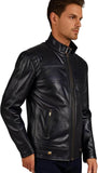 Leather Jacket Cowhide Motorbike Motorcycle Moto-Jacket on a model showcasing premium quality and sleek design.