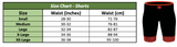Size chart for Cycling Shorts Womens Gel Padded MTB Riding Bicycle Knicks Ladies Chamois Pants showing measurements.