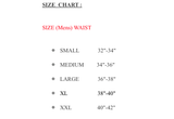 Men Compression Tight Pants Base Layer size chart indicating waist measurements for various sizes.