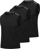 Pack of 3 Mens Sport Tank Tops Black GYM Fitness Quick Dry