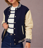 Hatch Sports Woman Jacket Wool+Leather Navy Blue/Cream Hatch Sports