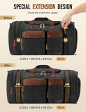 Black Waxed Duffle Bag for Travel 50L Expandable