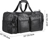 Leather Travel Bag with Shoe Pouch,Weekender Overnight Bag Waterproof Leather Large Carry On Bag