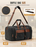 Black Waxed Duffle Bag for Travel 50L Expandable