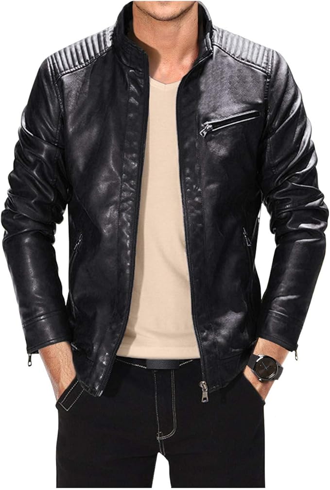 Leather Jacket Men Lightweight Bomber Jackets and Coats