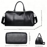 Leather Travel Duffel Bag, Weekender Overnight Bag Waterproof Leather Carry On Travel Bag