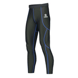 Compression Skin Fit Tights Base Layer Bottom in black with blue accents, ideal for gym and fitness activities.