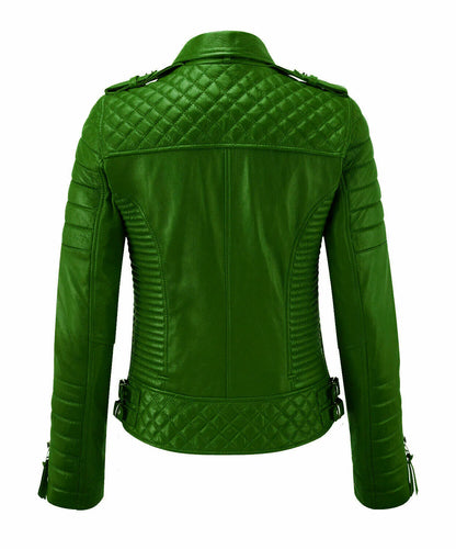 Hatch Sports Women's Green Motorcycle Biker Jackets Cafe Racer Retro Slim Fit Jackets