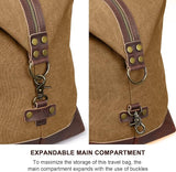 Duffle Bag for Travel 60L Canvas Duffel Bag Carry on Genuine Leather